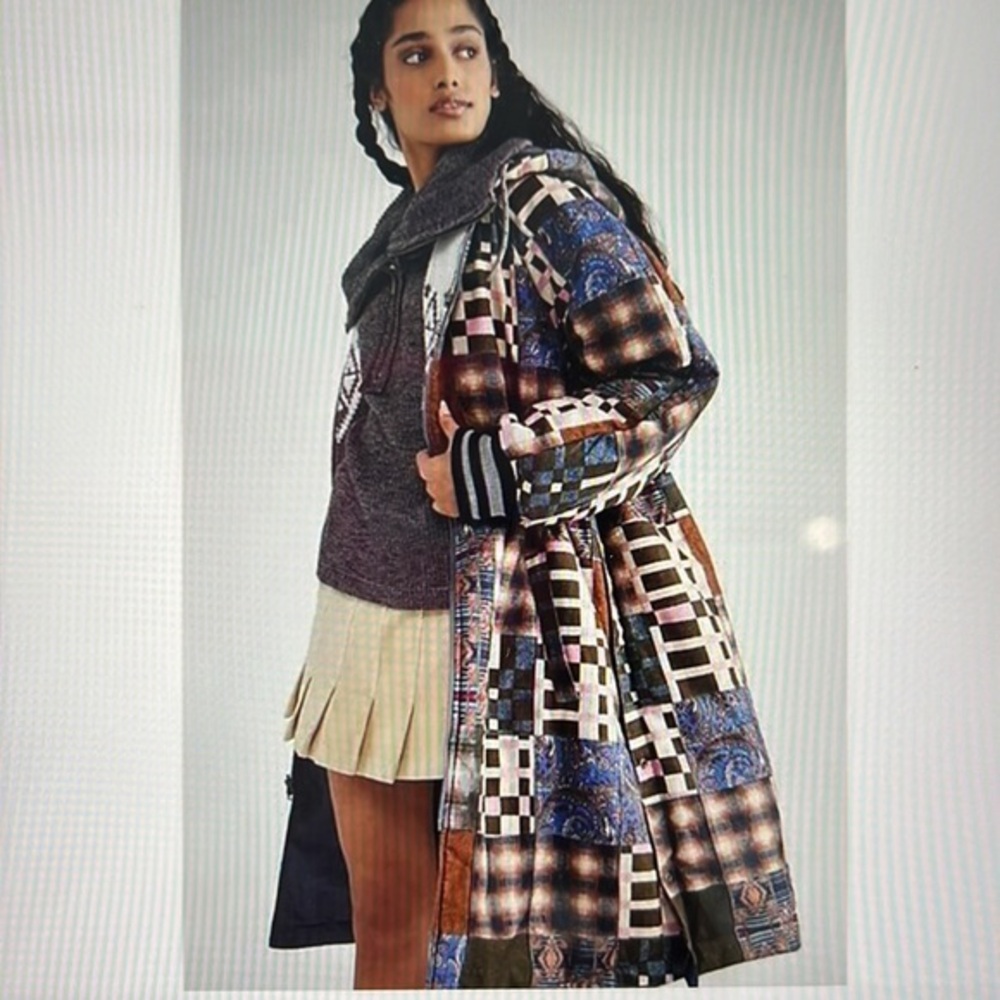 Free People Multicolor Patchwork Coat NWT